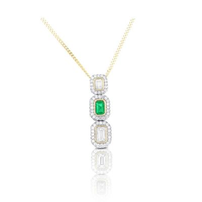 CLEOPATRA EMERALD AND DIAMOND PENDANT IN 18K GOLD