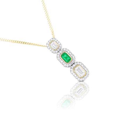 CLEOPATRA EMERALD AND DIAMOND PENDANT IN 18K GOLD
