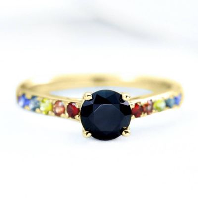 LAS VEGAS BLACK RING IN 14K GOLD by EQUALLI.COM