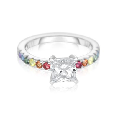LAS VEGAS PRINCESS CUT RING IN 925 STERLING SILVER BY EQUALLI.COM