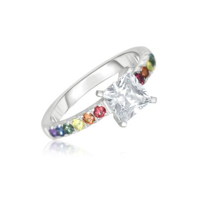 LAS VEGAS PRINCESS CUT RING IN 925 STERLING SILVER BY EQUALLI.COM