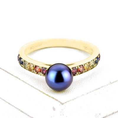 LAS VEGAS RING IN 14K GOLD  W / BLACK PEARL by EQUALLI.COM
