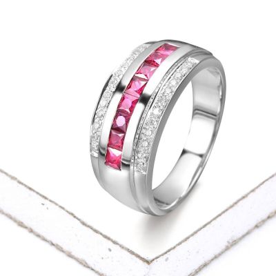 ALAINA MULTICOLOR RED RUBY & DIAMOND RING IN 18K WHITE GOLD
